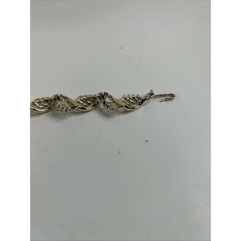 Vintage Coro Fern Leaf Necklace Choker Clip On Earrings Set Gold Tone Signed - Picture 5 of 11